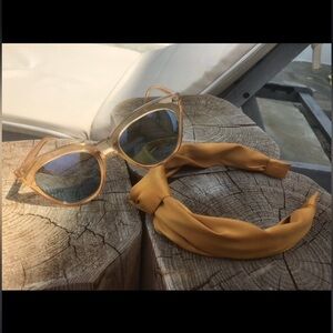 Le Specs Halfmoon Magic Limited Edition Yellow Frame Blue Mirror Sunglasses
